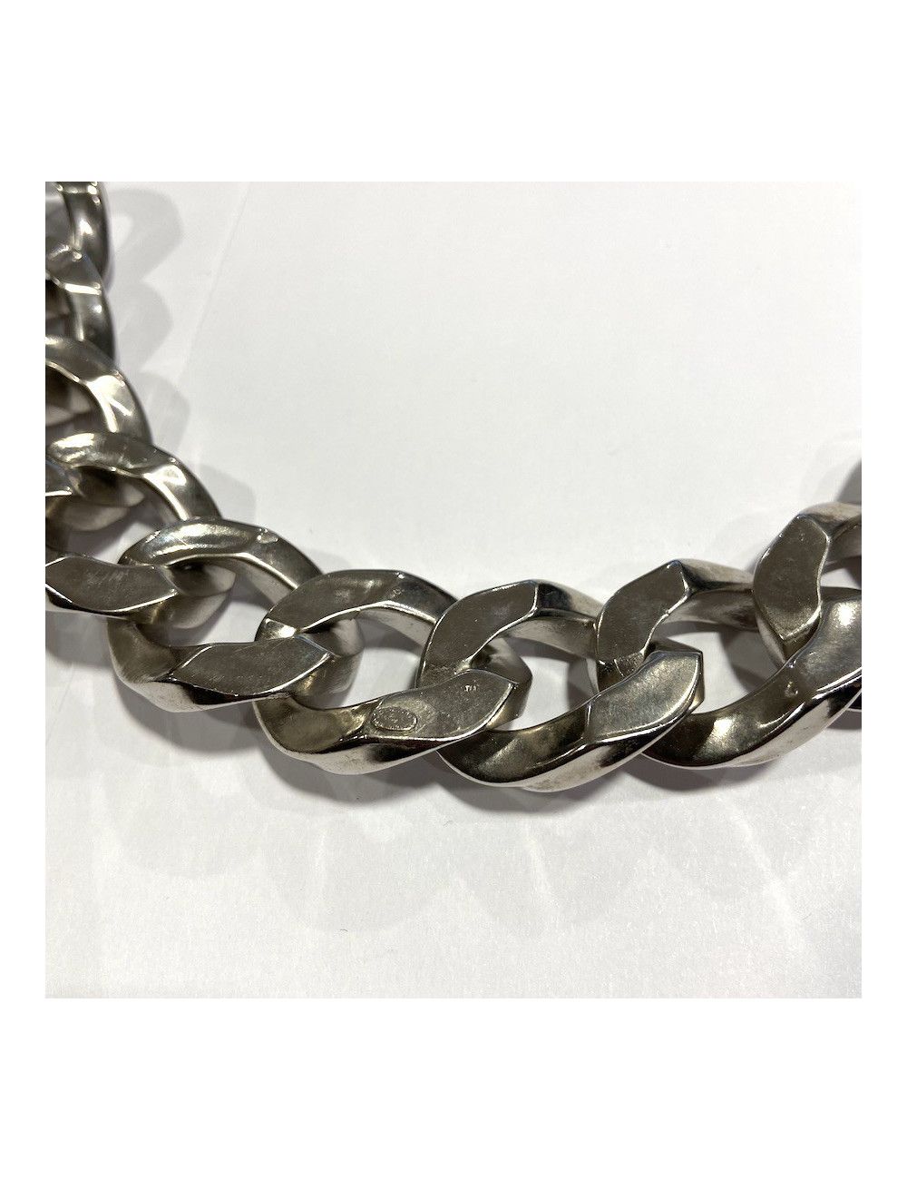 Collier CHANEL chaîne gourmette métal argent