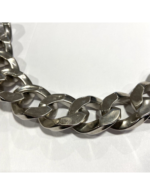 Collier CHANEL chaîne gourmette métal argent