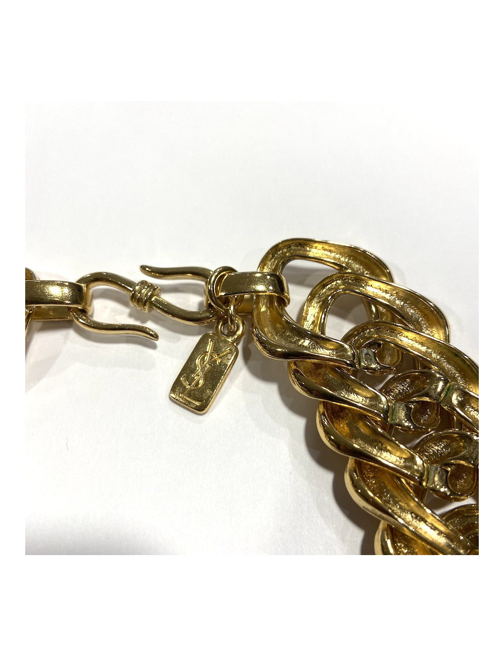 Collier YSL Caine dorée vintage