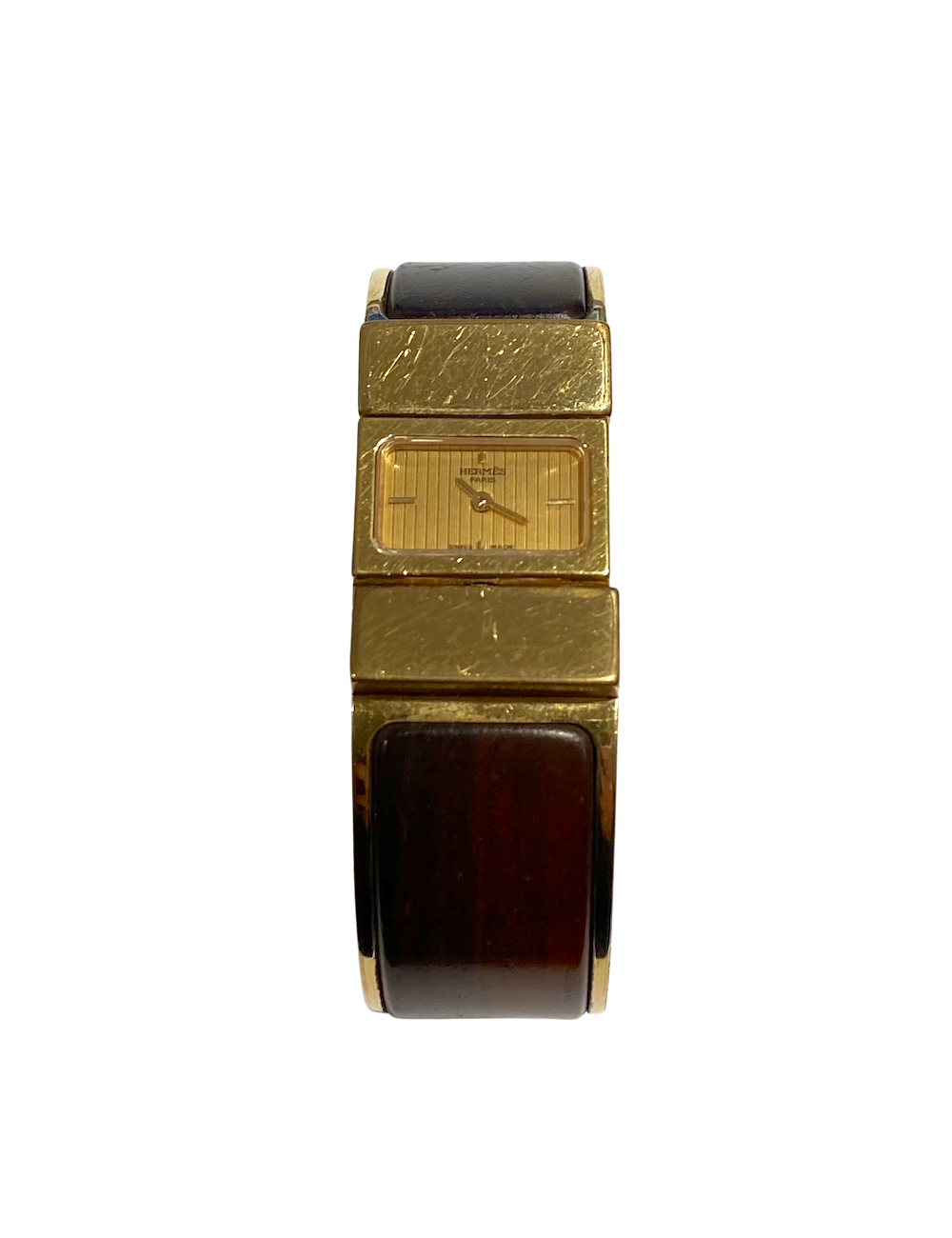 Montre HERMES loquet bois marron