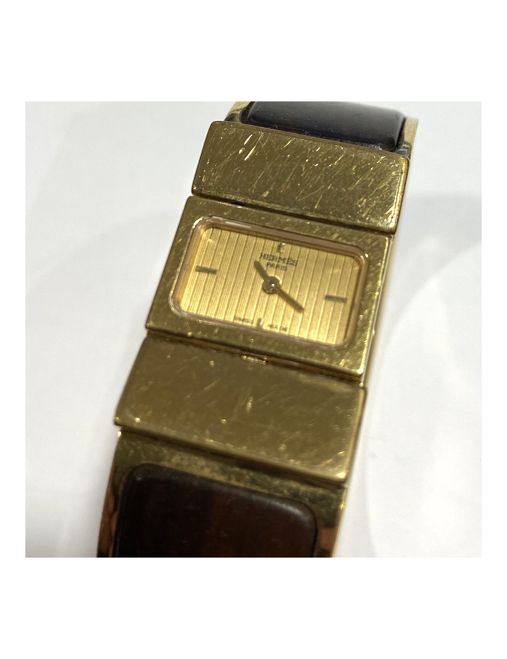 Montre HERMES loquet bois marron