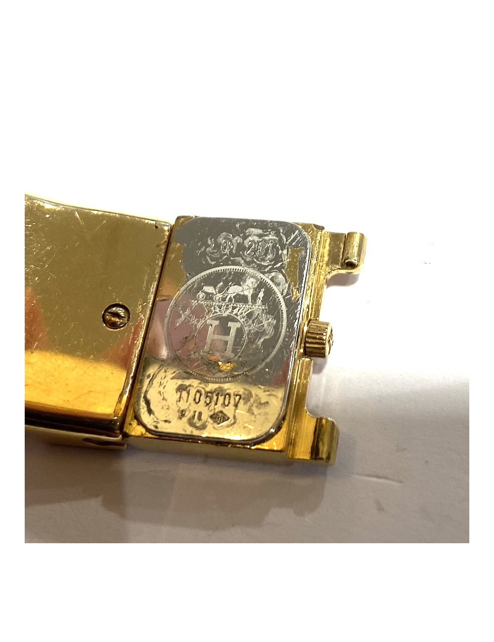 Montre HERMES loquet bois marron