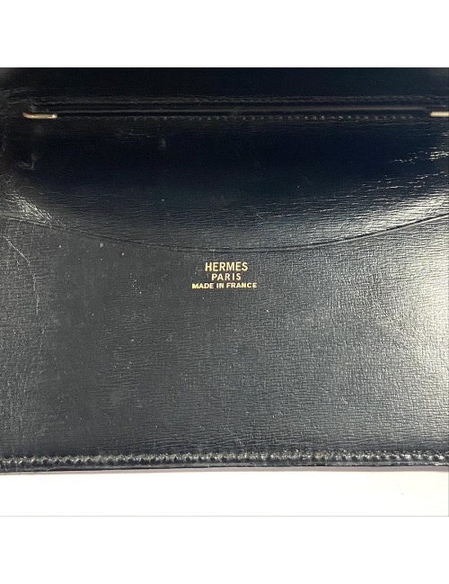 HERMES directory cover black Box leather