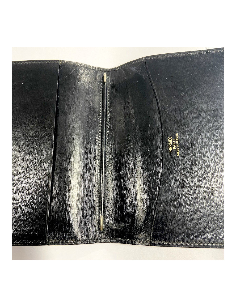 HERMES directory cover black Box leather