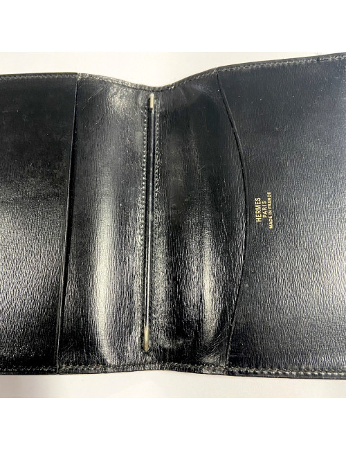 HERMES directory cover black Box leather