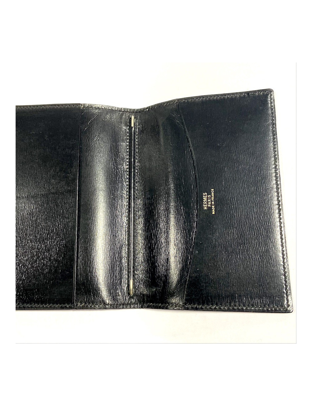 HERMES directory cover black Box leather