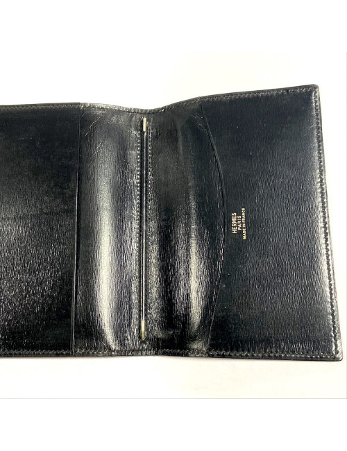 HERMES directory cover black Box leather