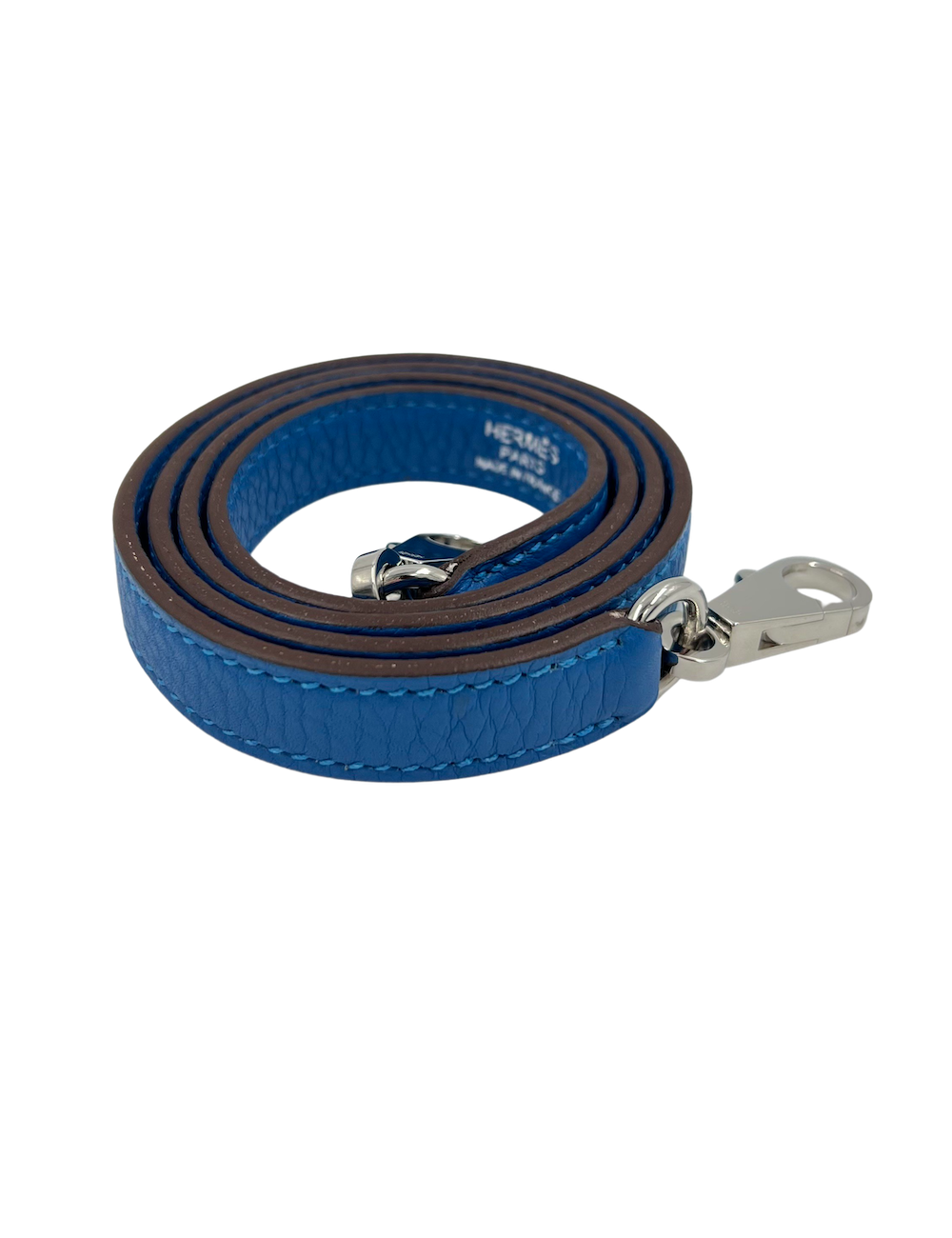 Bandoulière HERMES bleue argent palladié