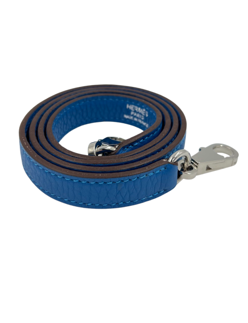 Bandoulière HERMES bleue argent palladié