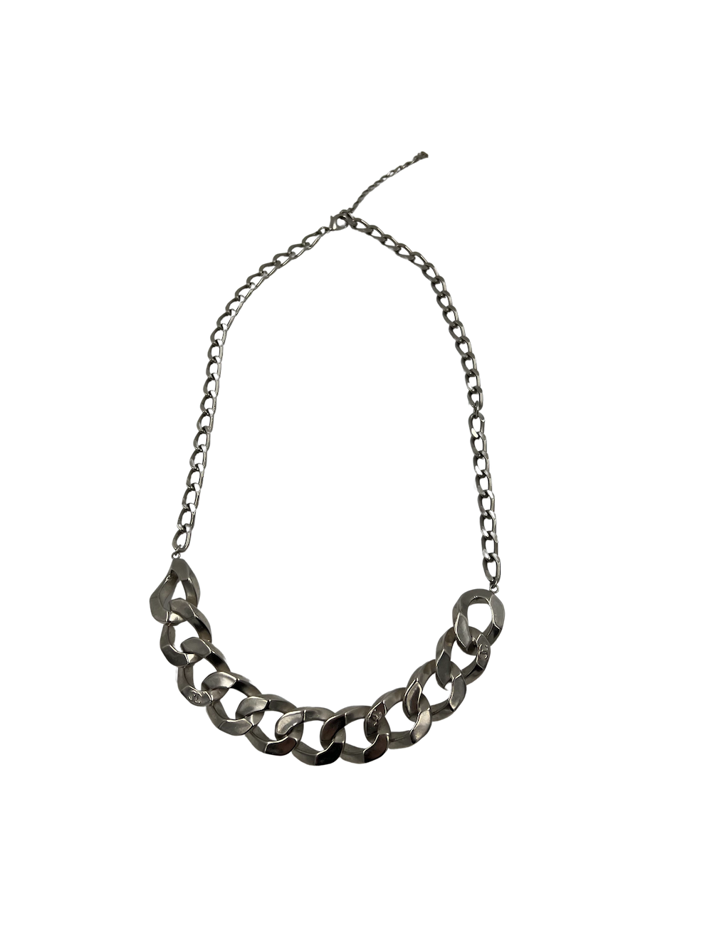 Collier CHANEL chaîne gourmette métal argent