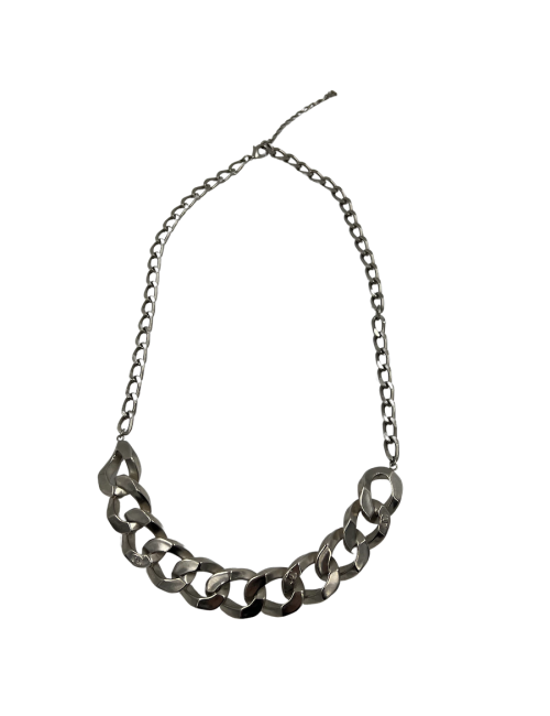 Collier CHANEL chaîne gourmette métal argent