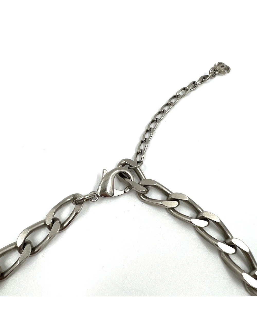 Collier CHANEL chaîne gourmette métal argent