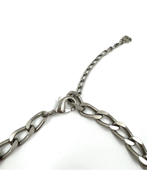 Collier CHANEL chaîne gourmette métal argent