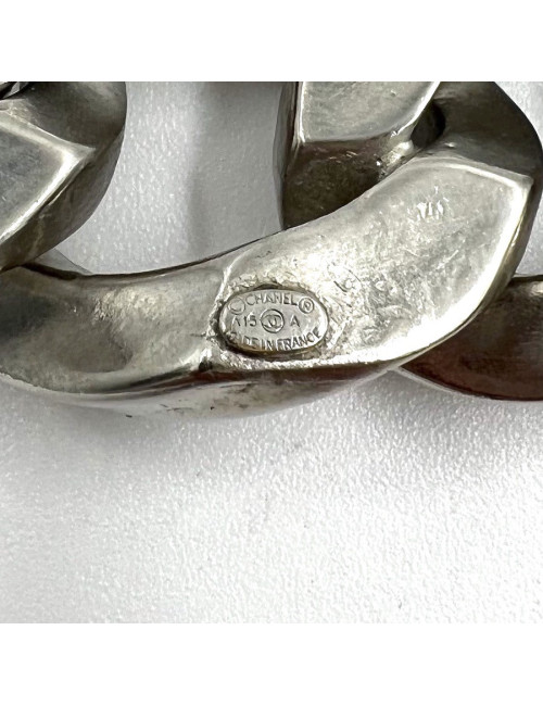 Collier CHANEL chaîne gourmette métal argent