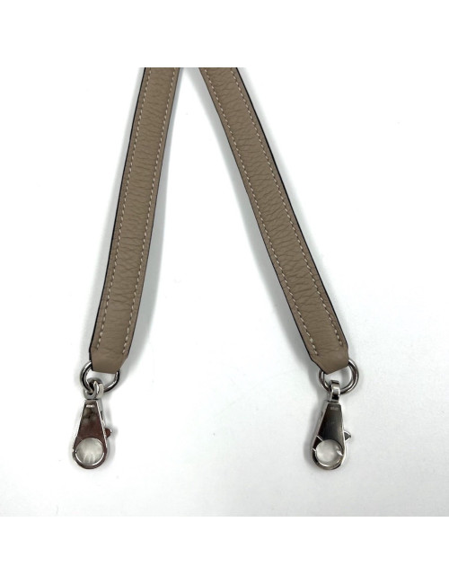 HERMES shoulder strap Etoupe leather