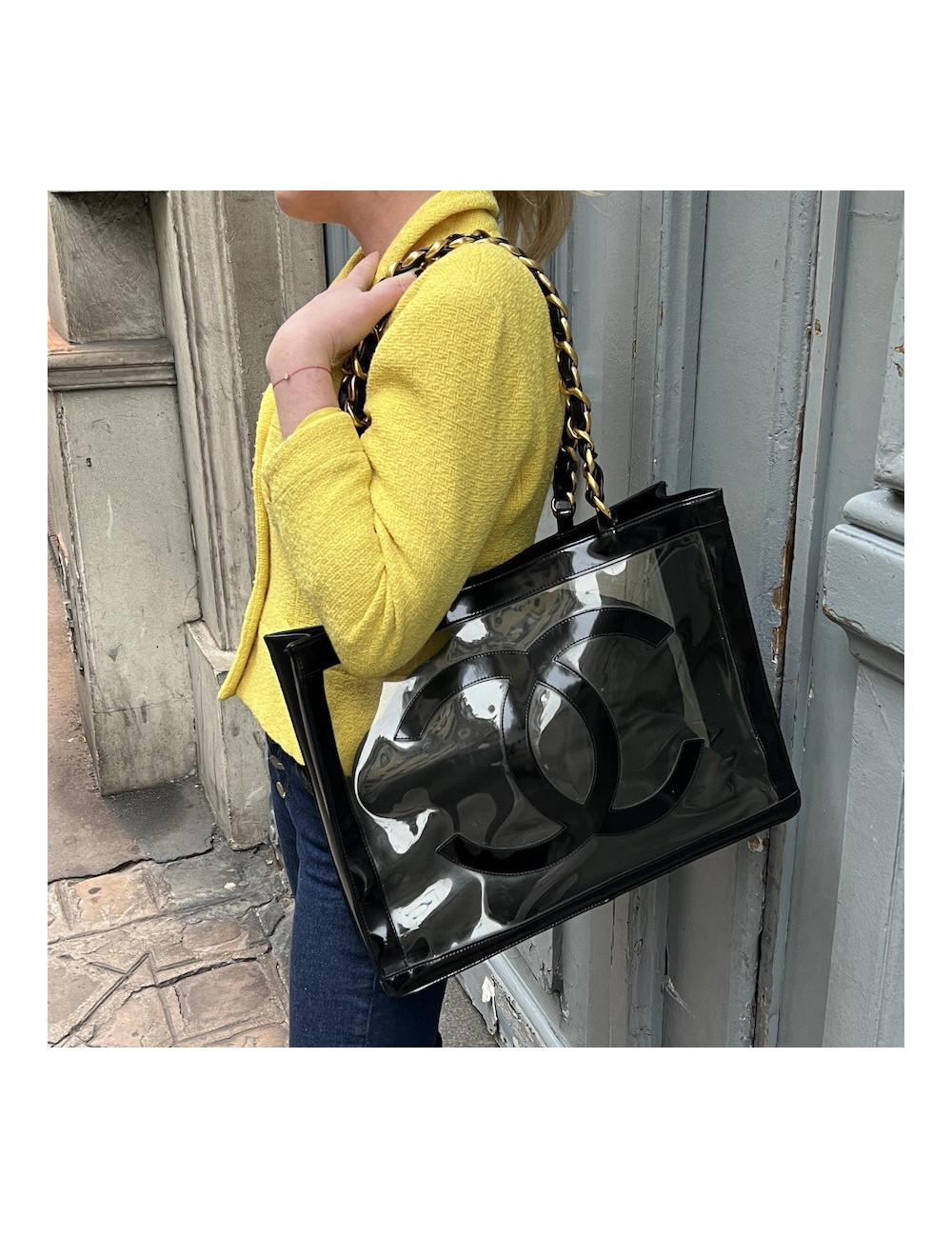 Vintage CHANEL CC Transparent Shopping Bag  - Certified Occasion