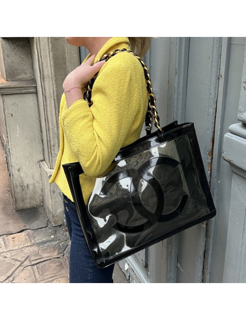 Vintage CHANEL CC Transparent Shopping Bag  - Certified Occasion