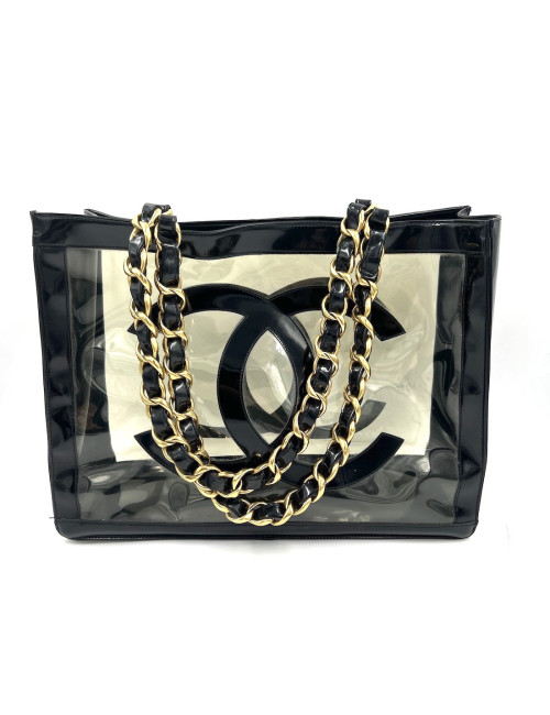 Vintage CHANEL CC Transparent Shopping Bag  - Certified Occasion