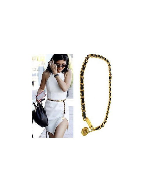 Ceinture CHANEL vintage cuir et métal 