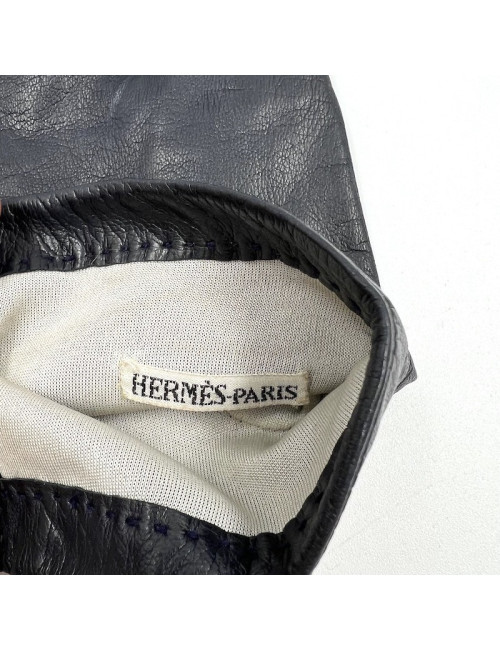 Gants femme HERMES T7 bleu nuit