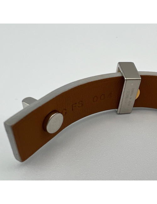 Bracelet HERMES cuir blanc clous bicolore