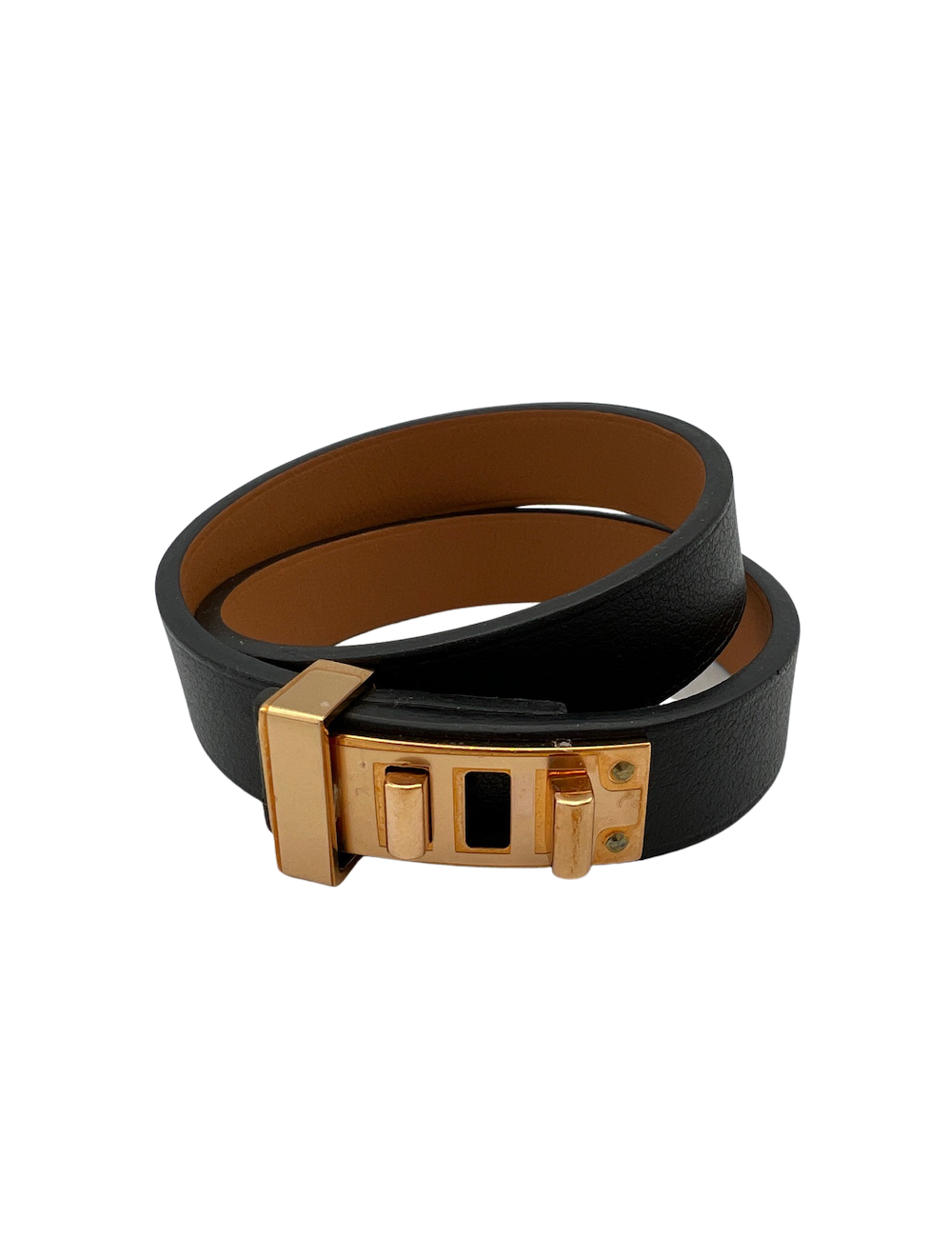 Double tour HERMES métal or rose