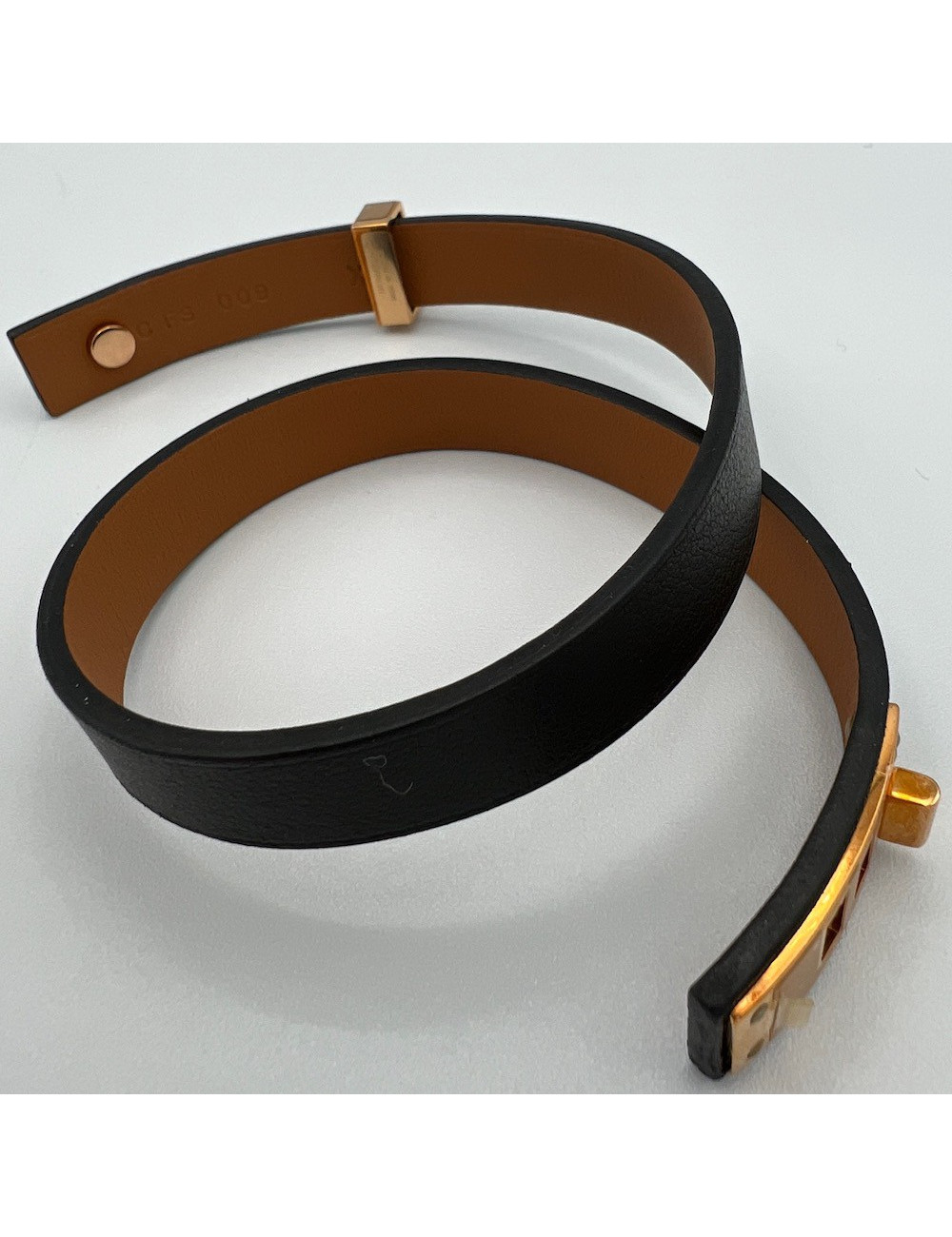 Double tour HERMES métal or rose