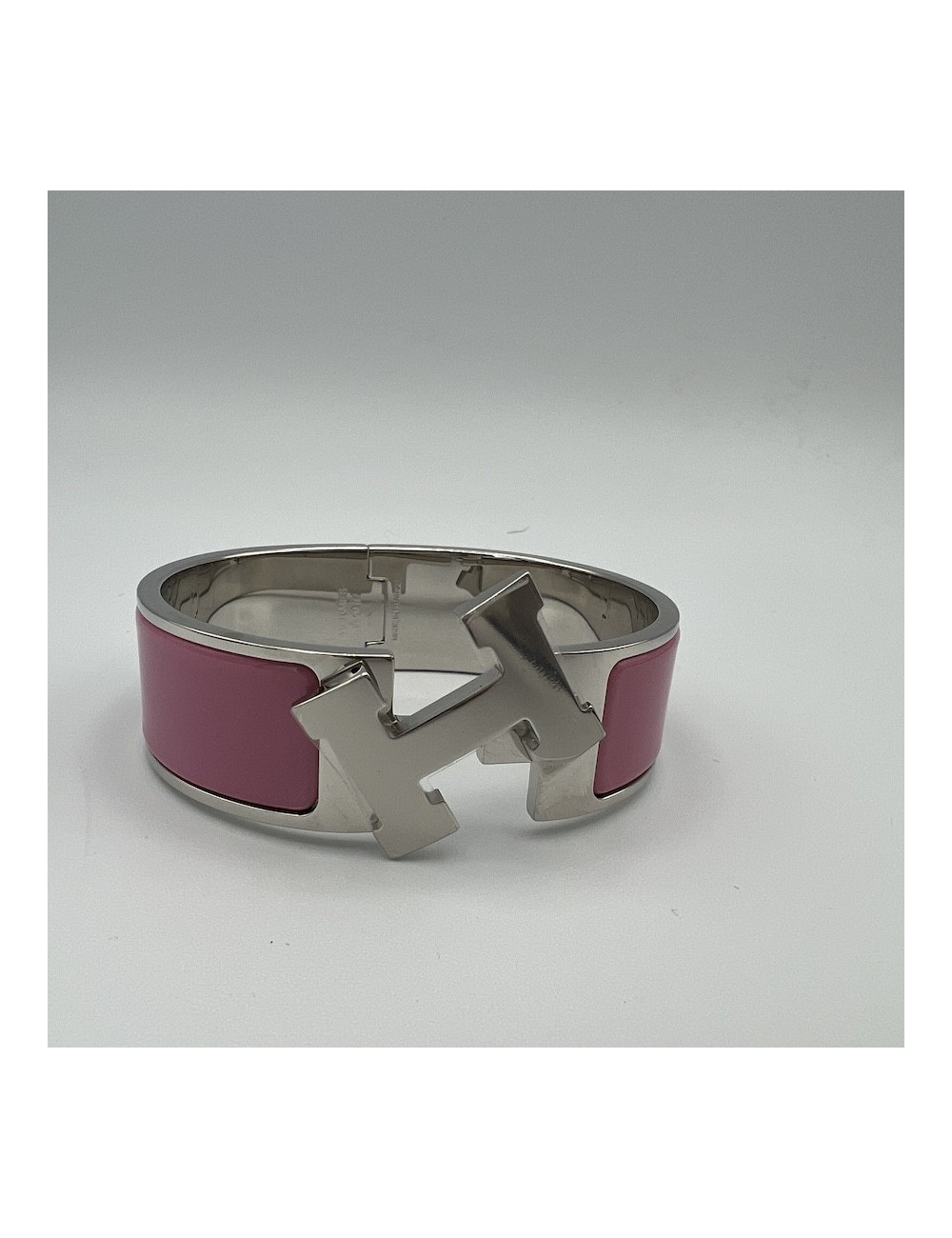 Bracelet clic clac HERMES palladié rose flamengo