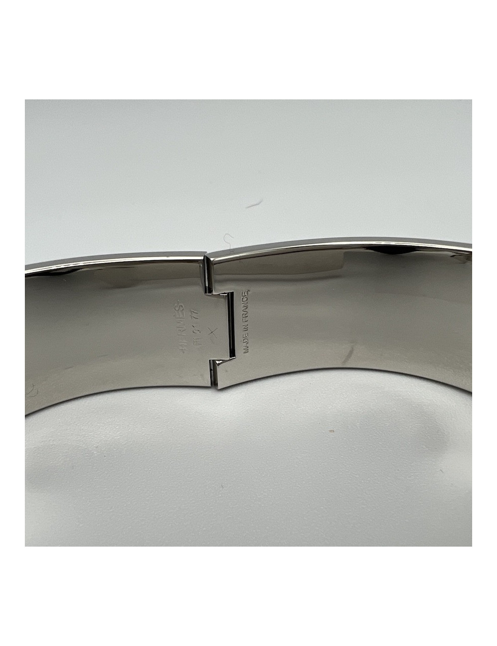 Bracelet clic clac HERMES palladié rose flamengo