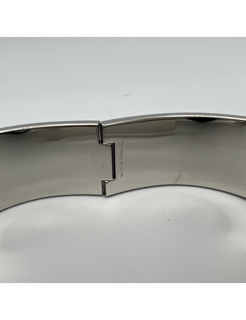 Bracelet clic clac HERMES palladié rose flamengo