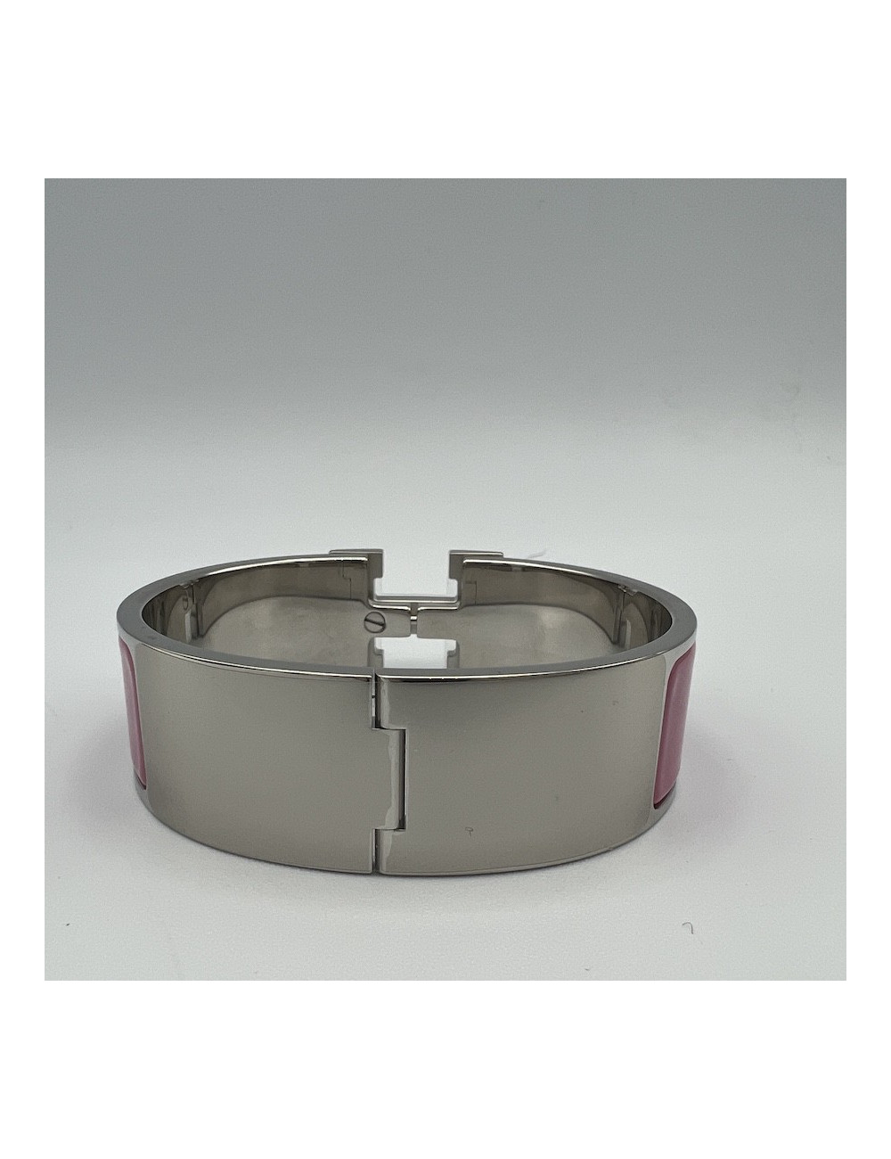 Bracelet clic clac HERMES palladié rose flamengo