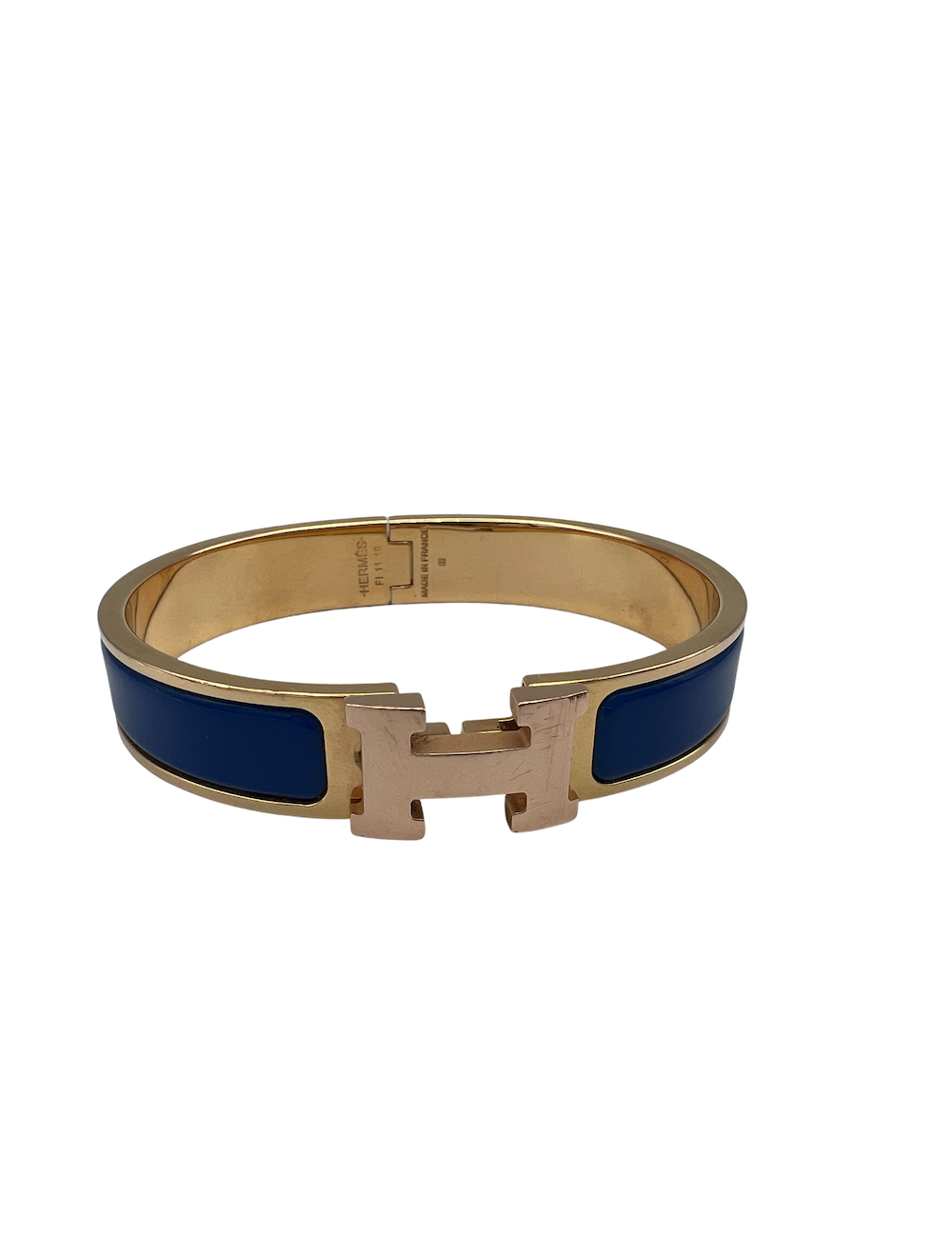 Bracelet clic clac HERMES émail bleu