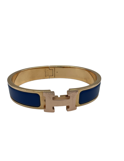 Bracelet clic clac HERMES émail bleu