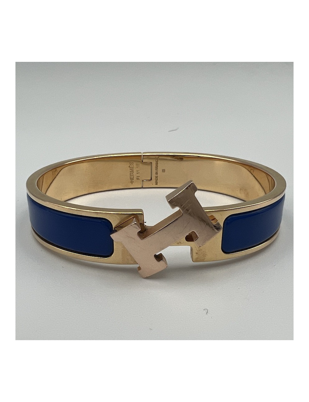 Bracelet clic clac HERMES PM émail bleu