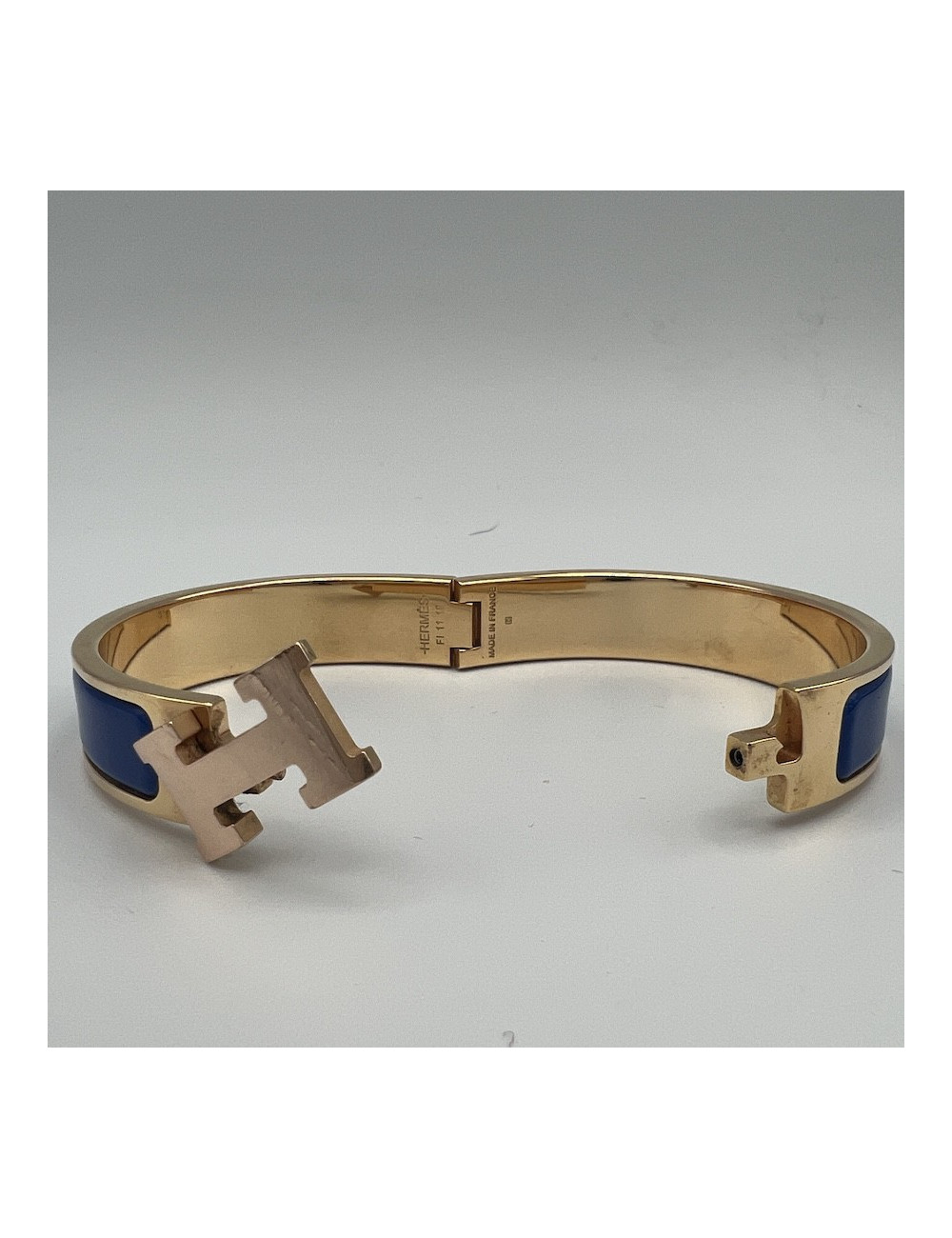 Bracelet clic clac HERMES PM émail bleu