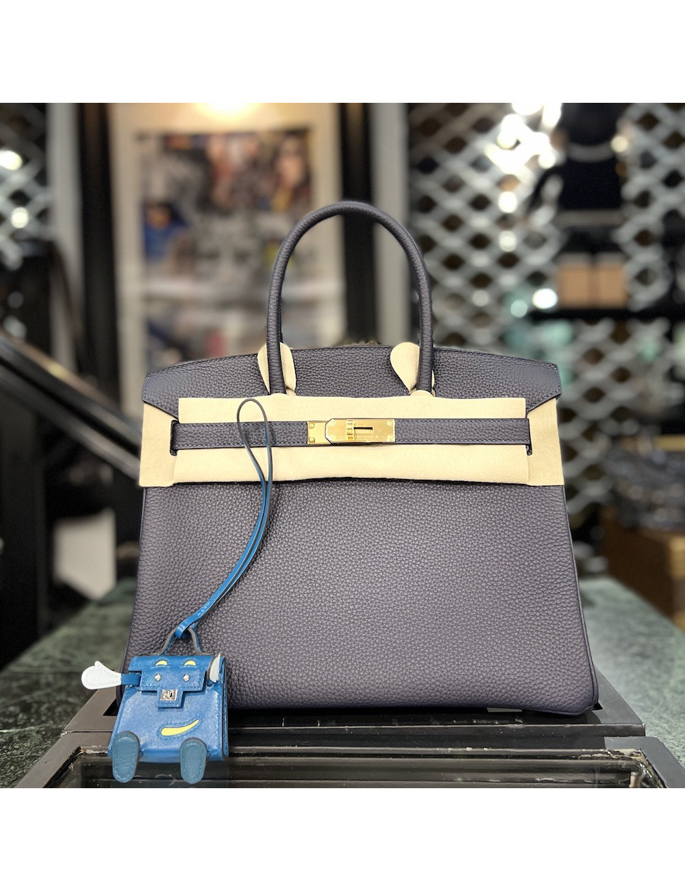 Sac Birkin 30 Hermes bleu nuit