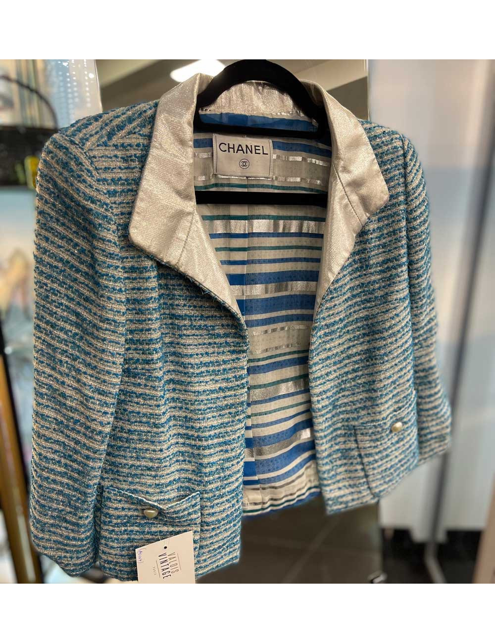 Veste CHANEL courte rayée printemps 2001