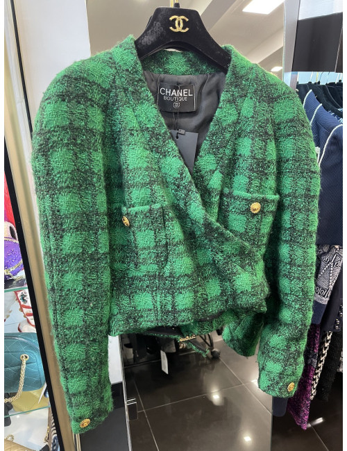 Veste tweed CHANEL vintage vert T34