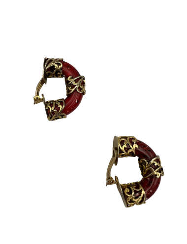 Clips vintage ISABEL CANOVAS resine rouge