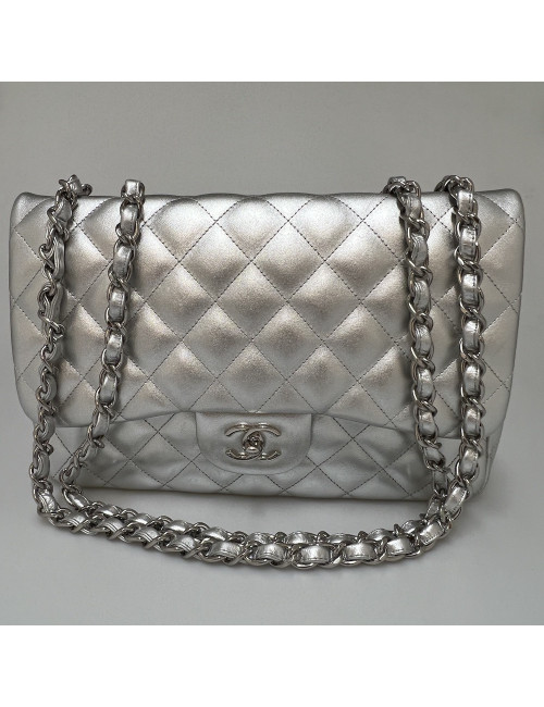 Jumbo CHANEL cuir argent