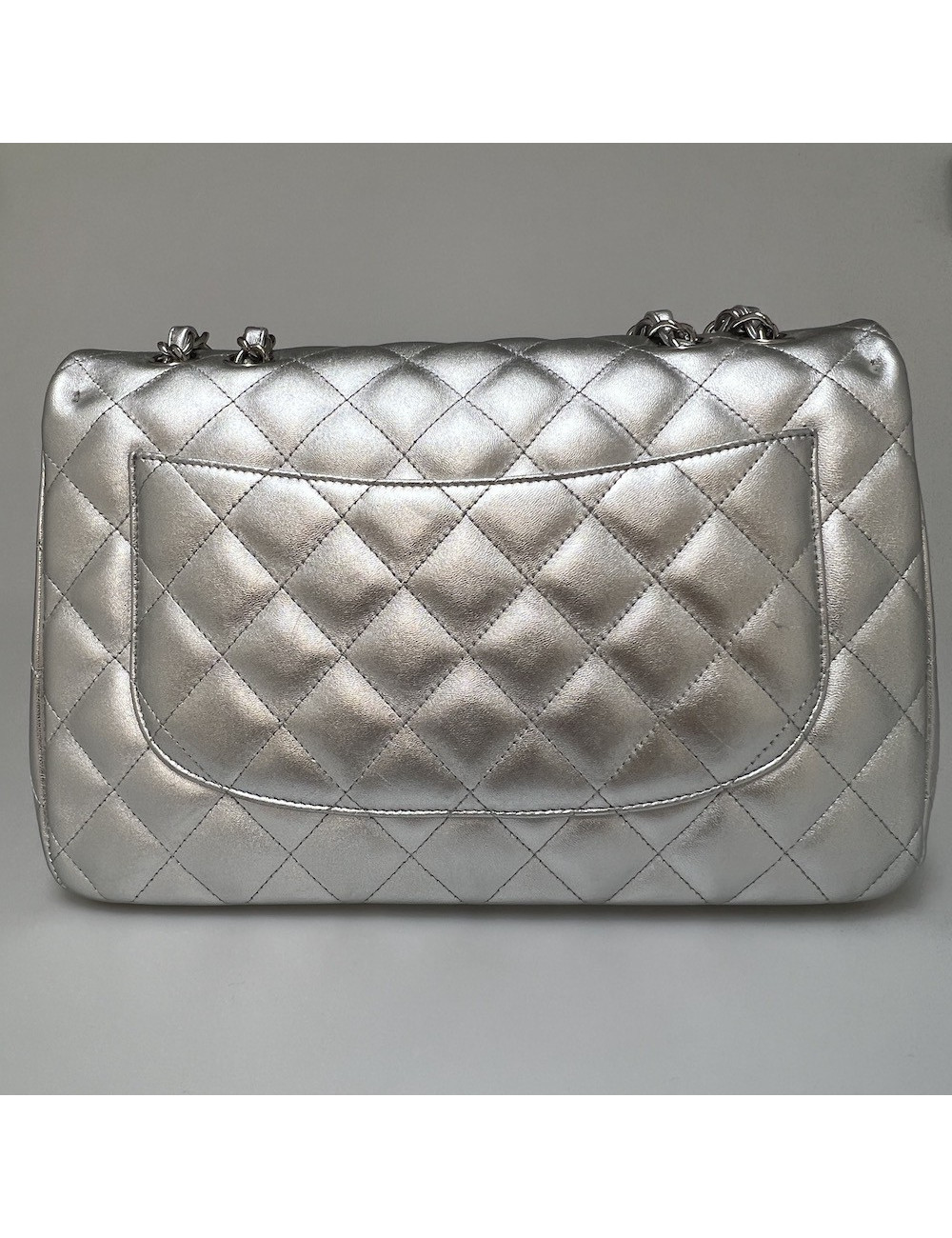 Jumbo CHANEL cuir argent