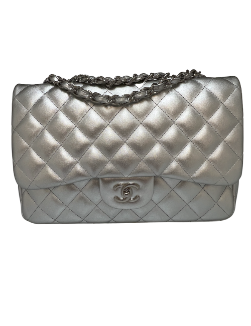Jumbo CHANEL cuir argent