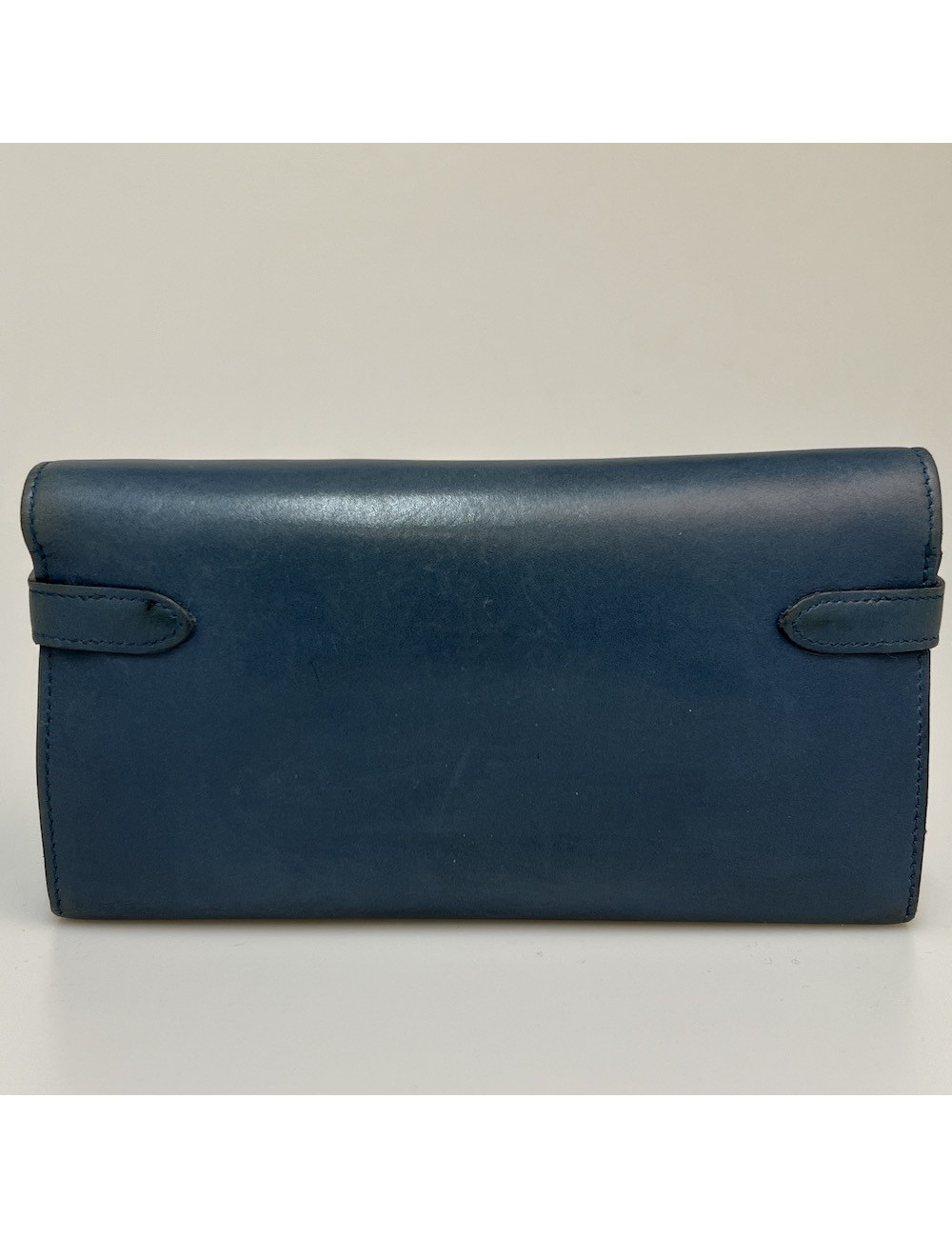 Portefeuille Kelly HERMES cuir bleu