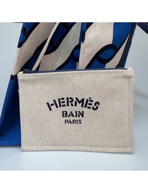 Sac de plage HERMES toile bleue