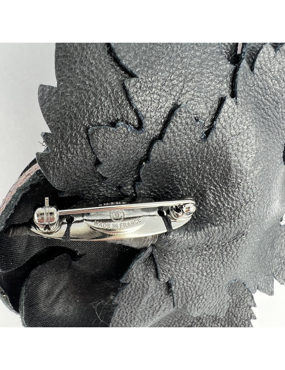 CHANEL Camellia Brooch in Moiré Leather - Superb Authentic Occasion