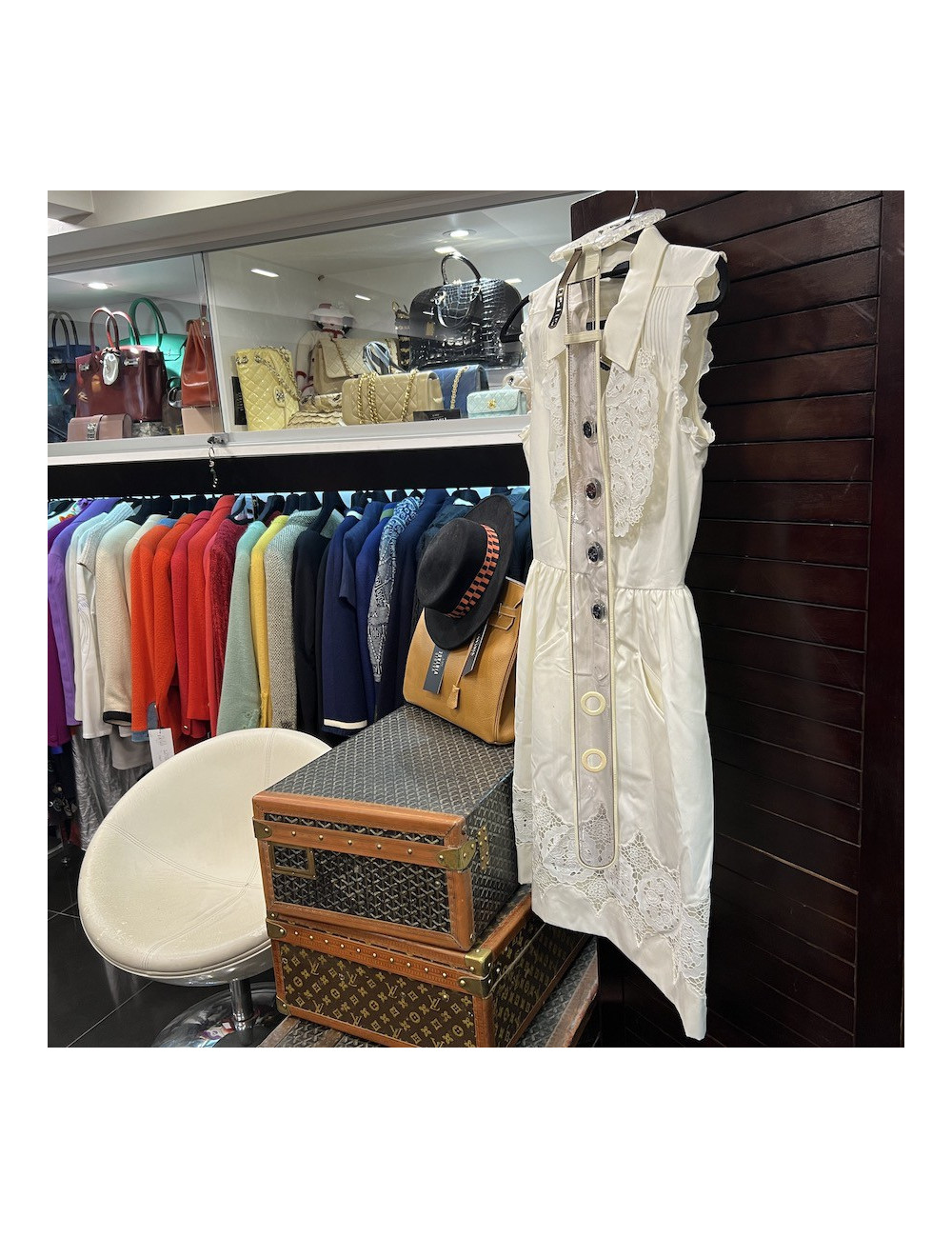 Robe FENDI T 34 coton et dentelle blanche