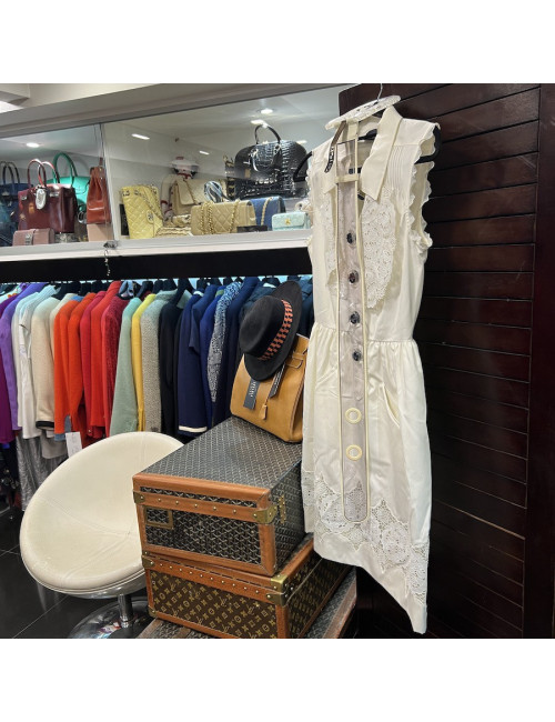 Robe FENDI T 34 coton et dentelle blanche