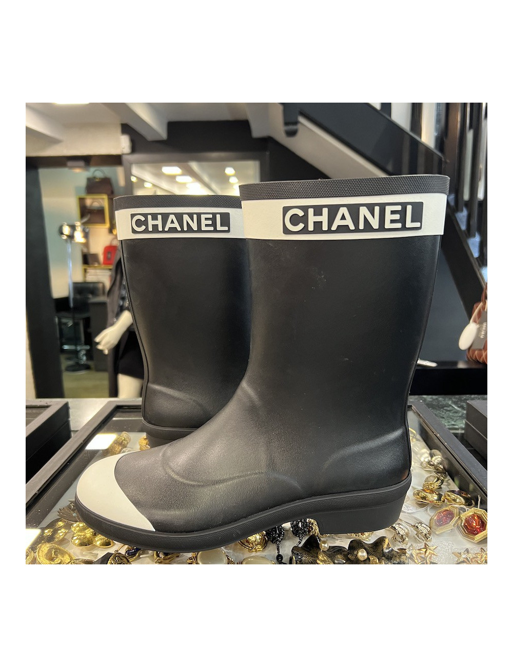 Bottes de pluie CHANEL T40 caoutchouc