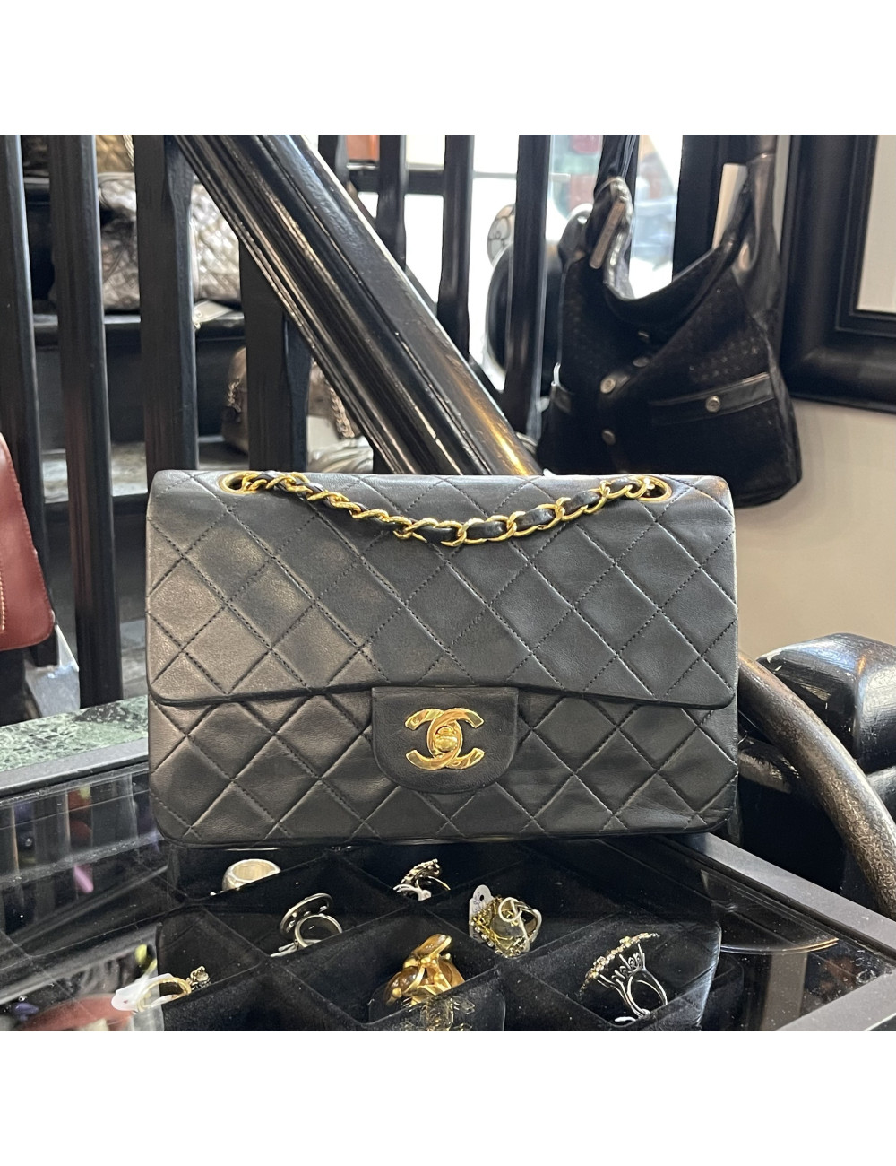 Sac CHANEL double flap noir