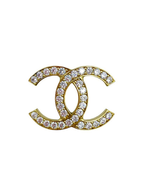 Broche CHANEL dorée et strass
